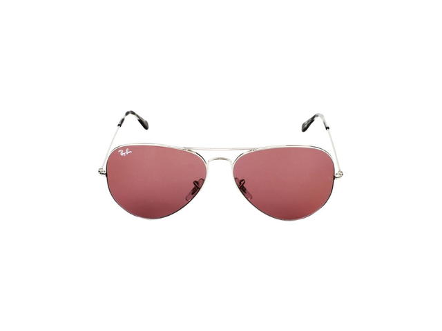 Ray-Ban Ray-Ban RB 3025 Aviator Large Metal Sunglasses In Silver Plastic Frame With Pink Lenses - view 2