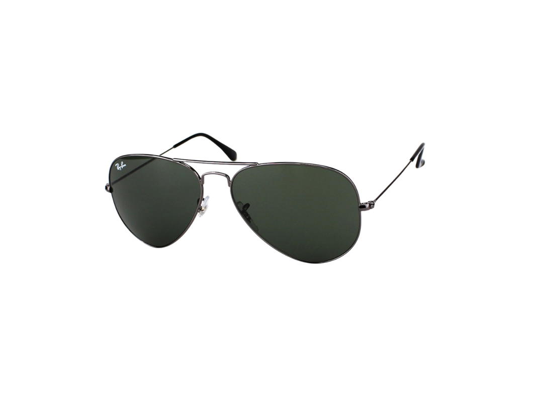 Ray-Ban Ray-Ban RB 3025 Aviator Large Sunglasses In Black Metal With Green Lens