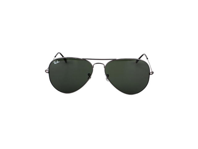 Ray-Ban Ray-Ban RB 3025 Aviator Large Sunglasses In Black Metal With Green Lens - view 2