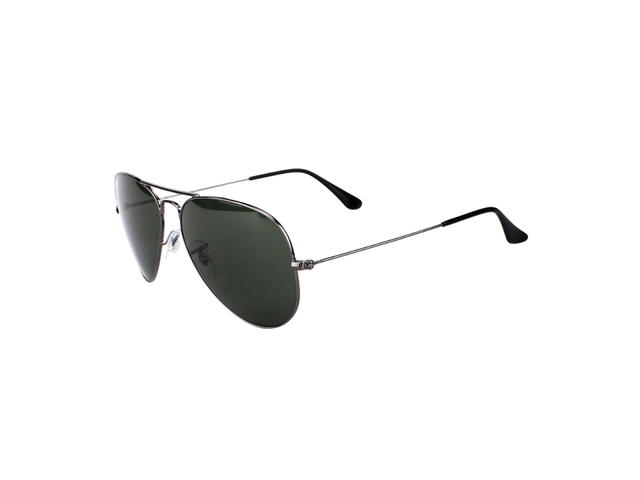 Ray-Ban Ray-Ban RB 3025 Aviator Large Sunglasses In Black Metal With Green Lens - view 3