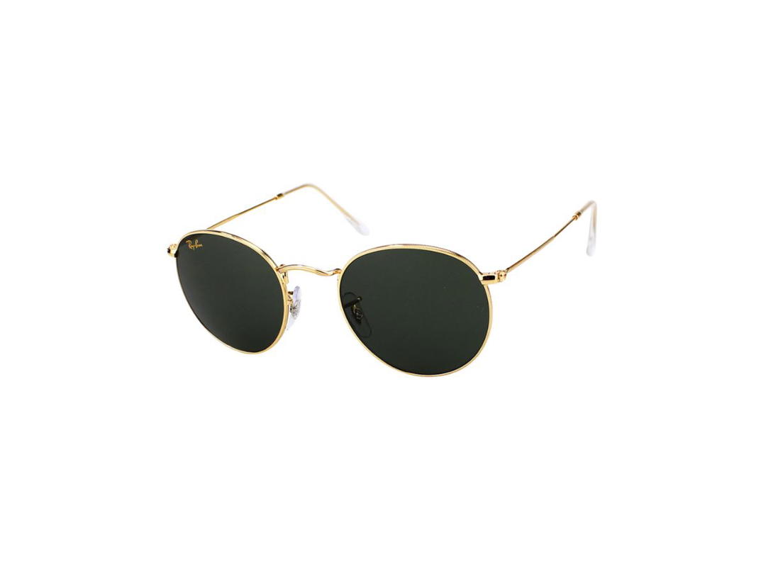 Ray-Ban Ray-Ban RB 3447 Round Metal Sunglasses In Gold Metal Frame With Green Lenses