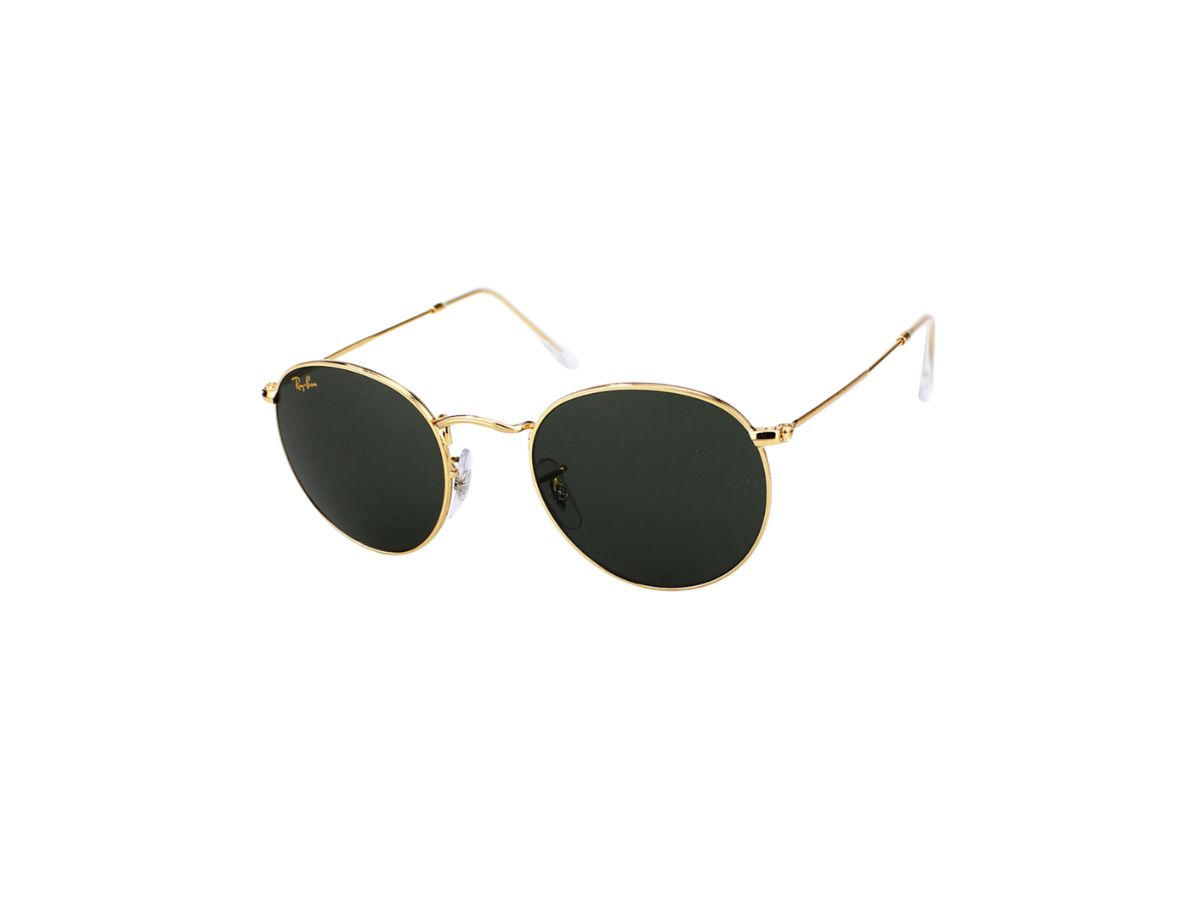 Ray-Ban Ray-Ban RB 3447 Round Metal Sunglasses In Gold Metal Frame With Green Lenses