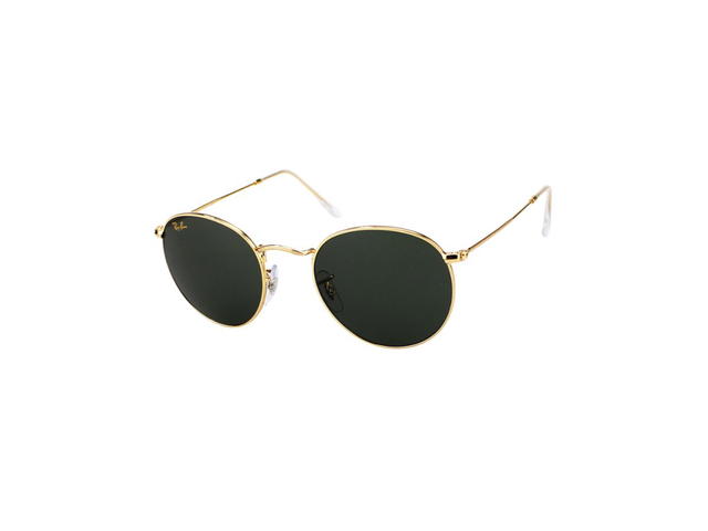 Ray-Ban Ray-Ban RB 3447 Round Metal Sunglasses In Gold Metal Frame With Green Lenses - view 1