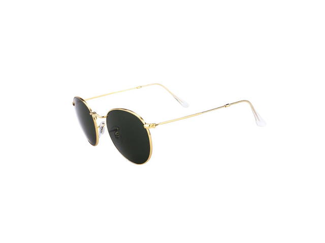 Ray-Ban Ray-Ban RB 3447 Round Metal Sunglasses In Gold Metal Frame With Green Lenses - view 3