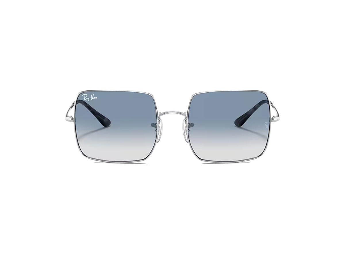 Ray-Ban Ray-Ban Square 1971 Classic In Polished Silver Frame With Blue Lenses