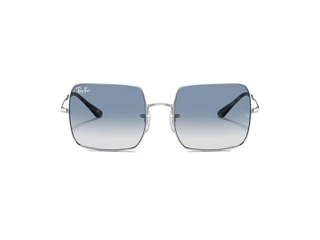 Ray-Ban Ray-Ban Square 1971 Classic In Polished Silver Frame With Blue Lenses - view 1
