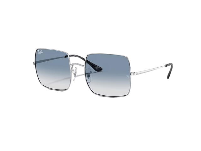 Ray-Ban Ray-Ban Square 1971 Classic In Polished Silver Frame With Blue Lenses - view 2