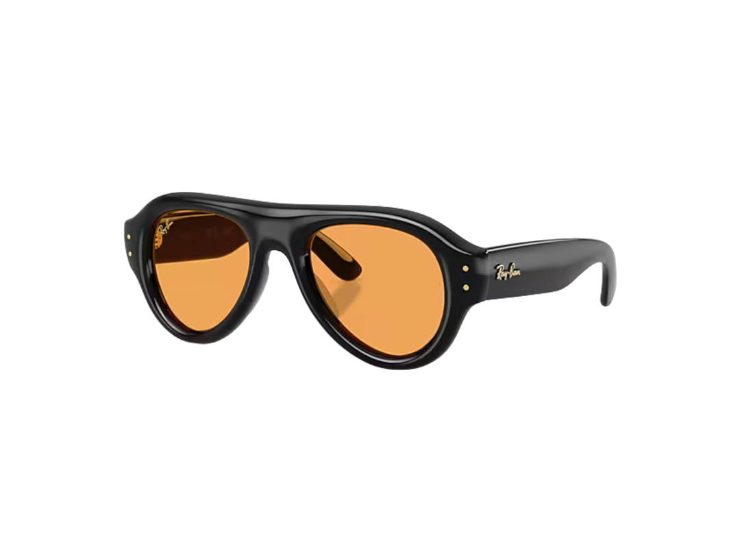 Ray-Ban Ray-ban Aviator Puffer In Polished Black Frame With Orange Lens