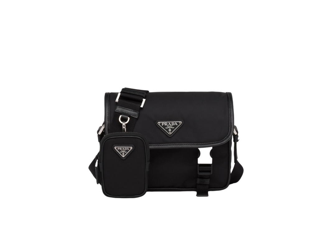 Prada Prada Re-Nylon And Saffiano Fabric Leather Shoulder Bag Black