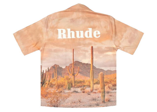 Rhude Rhude Cactus Button Up Bowling Shirt Pink - view 2