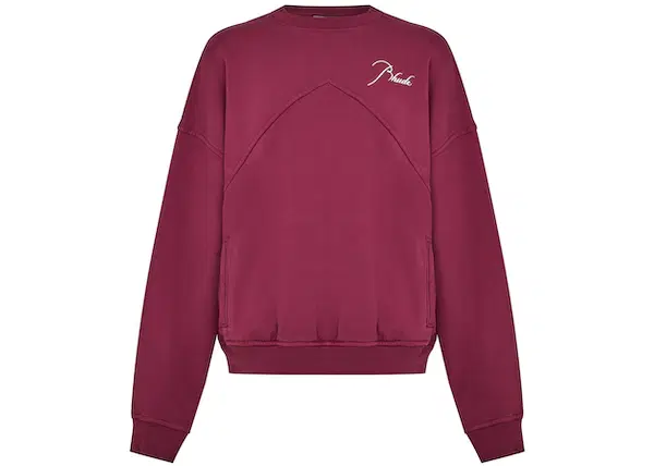 Buy Rhude Logo Signature Paneled Sweatshirt Bordeaux at Sasom – Authentic and Ready to Ship