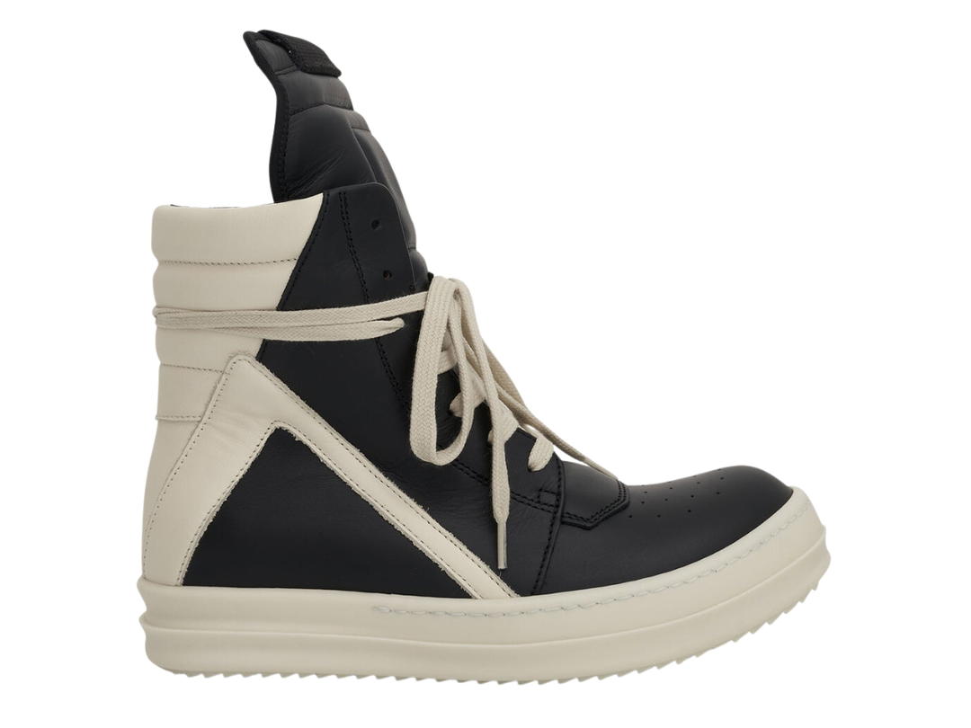 Rick Owens Rick Owens Geobasket Leather Sneaker In Black Milk