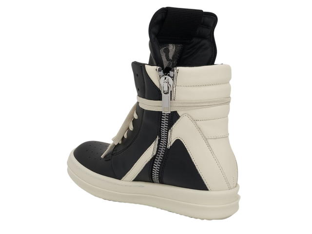 Rick Owens Rick Owens Geobasket Leather Sneaker In Black Milk - view 2