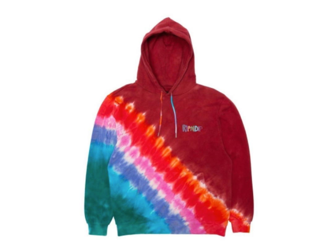 RipNDip Ripndip og Prisma Embroidered Hoodie Red Tie Dye