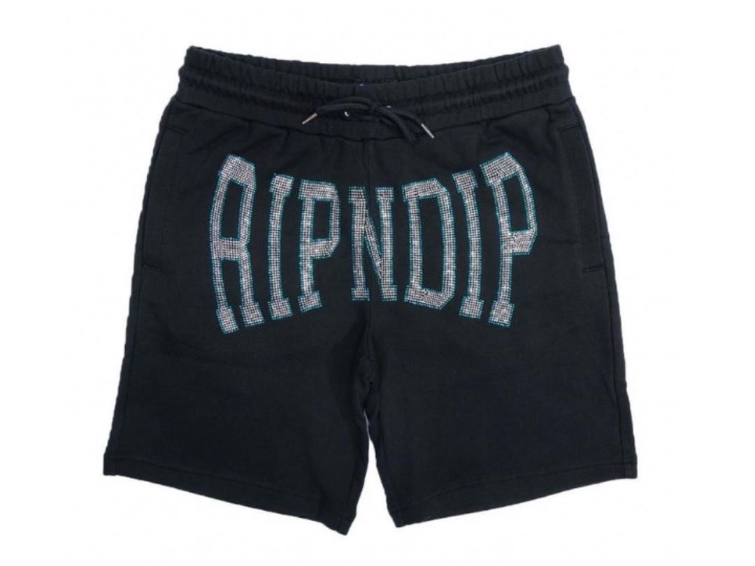 RipNDip RipNDip Summer Revenge Rhinestone Sweatshorts Black