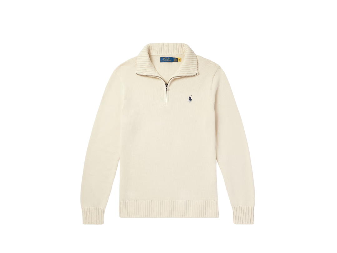 Polo Ralph Lauren Polo Ralph Lauren Logo-Embroidered Cotton Half-Zip Sweater Neutral