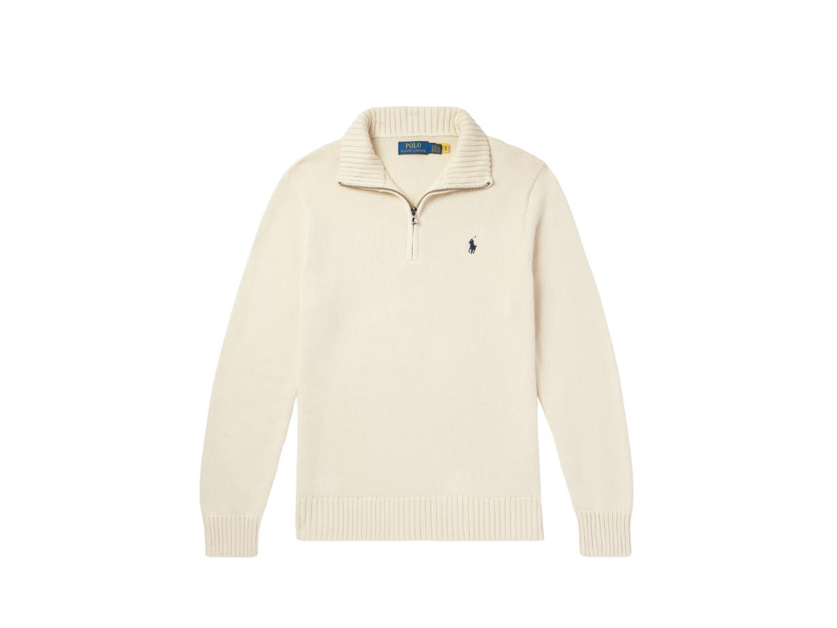 Polo Ralph Lauren Polo Ralph Lauren Logo-Embroidered Cotton Half-Zip Sweater Neutral