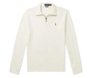 Buy Polo Ralph Lauren Logo-Embroidered Ribbed Cotton Half-Zip Sweater White at Sasom – Authentic and Ready to Ship