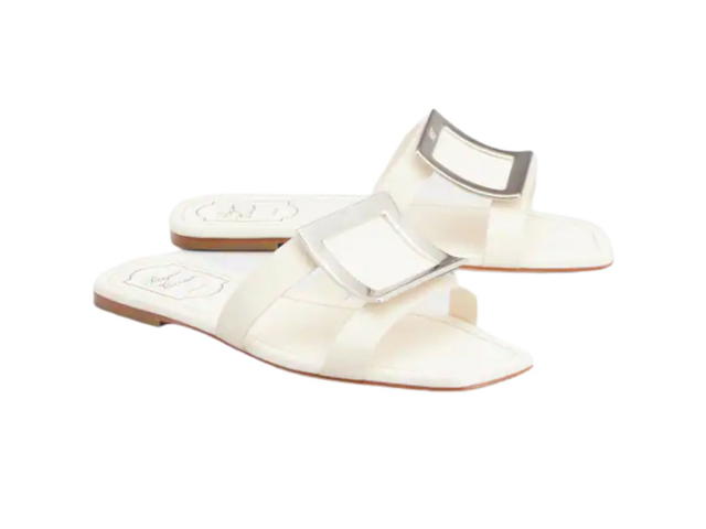 Roger Vivier Roger Vivier Bikiviv' Metal Buckle Mules Leather White - view 2