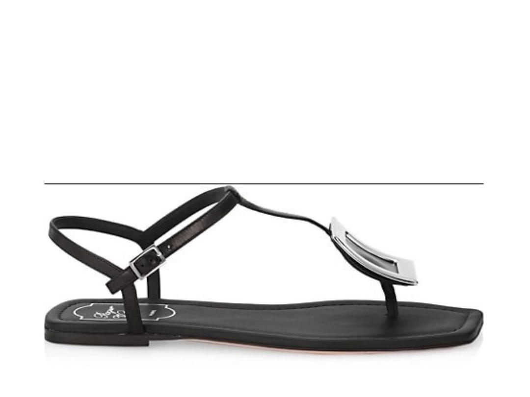 Roger Vivier Roger Vivier Bikiviv Leather Thong Sandals Black
