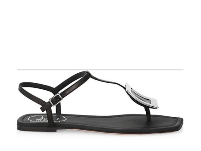 Roger Vivier Roger Vivier Bikiviv Leather Thong Sandals Black - view 1