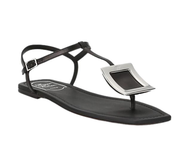 Roger Vivier Roger Vivier Bikiviv Leather Thong Sandals Black - view 2