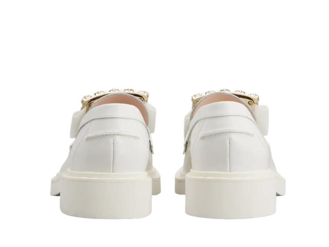 Roger Vivier Roger Vivier Viv' Rangers Strass Buckle Loafers in Patent Leather White - view 3