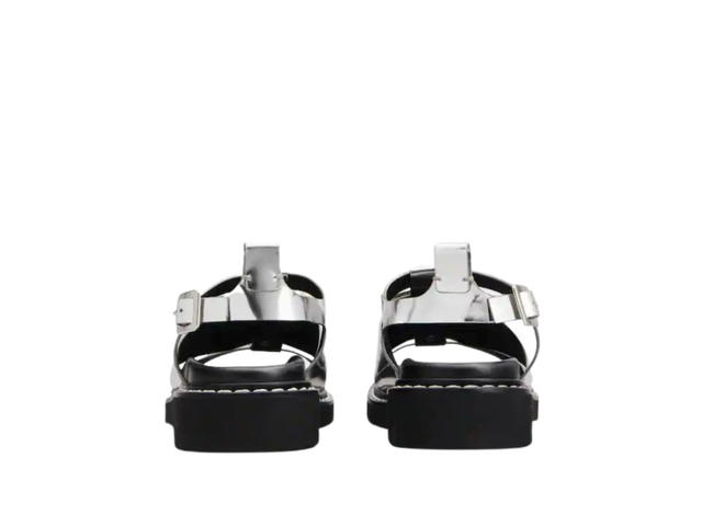 Roger Vivier Roger Vivier Viv' Rangers Strass Buckle Sandals in Leather Silver - view 3