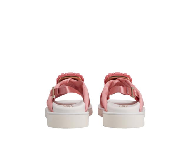 Roger Vivier Roger Vivier Viv' Winter Puffy Strass Buckle Sandals in Satin Light Pink - view 3