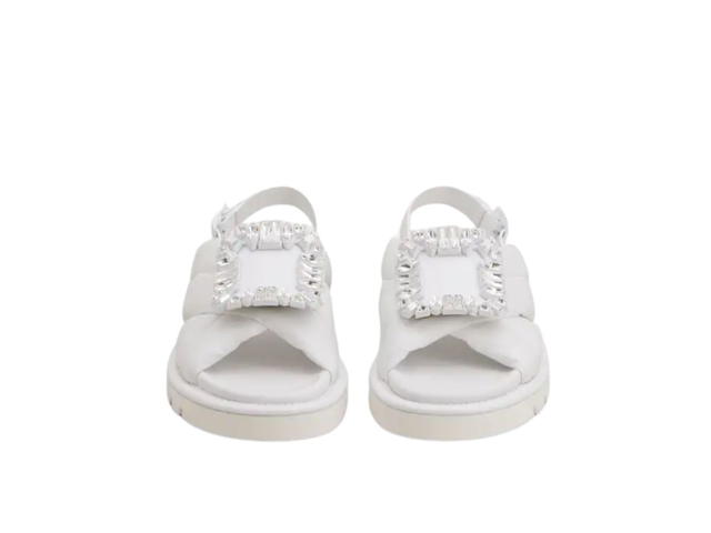 Roger Vivier Roger Vivier Viv' Winter Strass Buckle Sandals in Technical Fabrics White - view 2