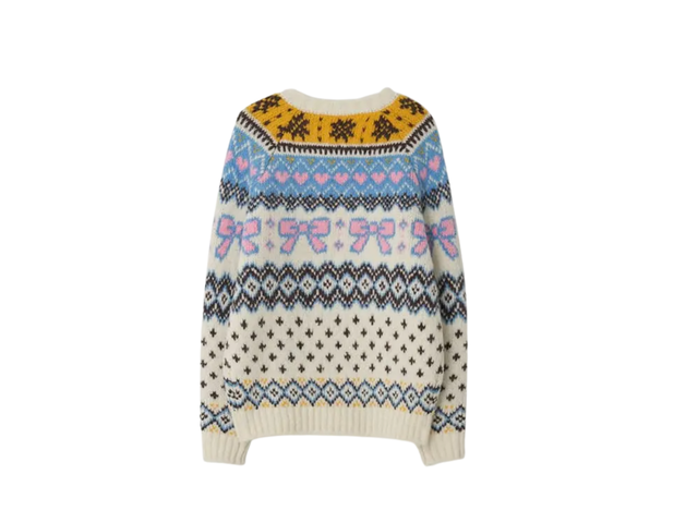 Ronron Ronron Ribbon Vintage Fair Isle Knit Cardigan Ivory - view 2