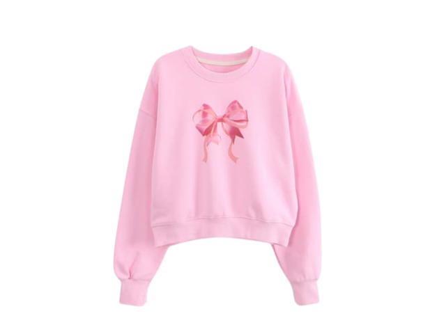 Ronron Ronron Double Ribbon Crop Sweatshirt Milk Pink - view 1