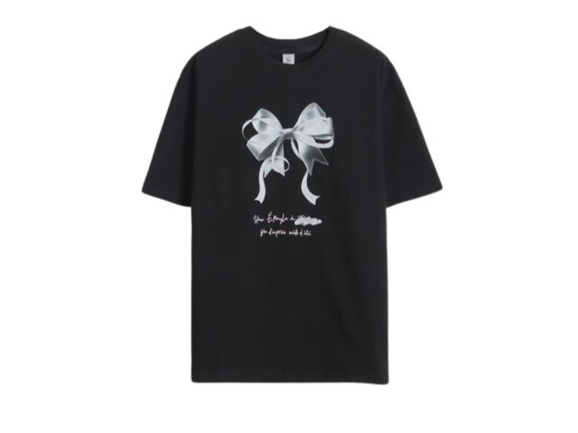 Ronron Ronron Double Ribbon Over Fit T-Shirt Black - view 1