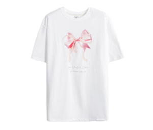 Buy Ronron Double Ribbon Over Fit T-Shirt White at Sasom – Authentic and Ready to Ship