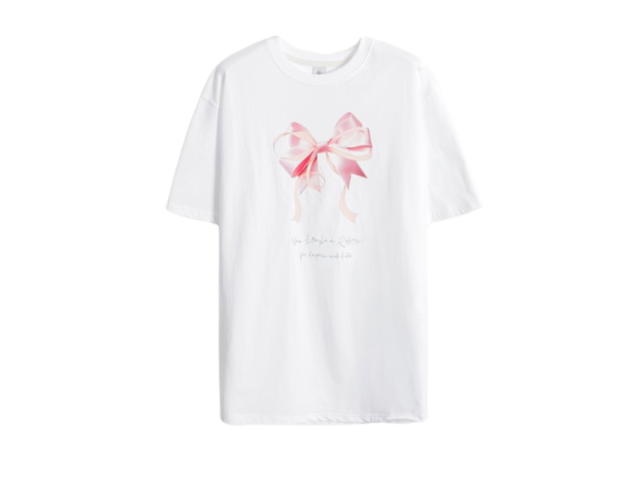 Ronron Ronron Double Ribbon Over Fit T-Shirt White - view 1
