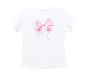 Buy Ronron Double Ribbon Slim Crop T-Shirt White-Pink at Sasom – Authentic and Ready to Ship