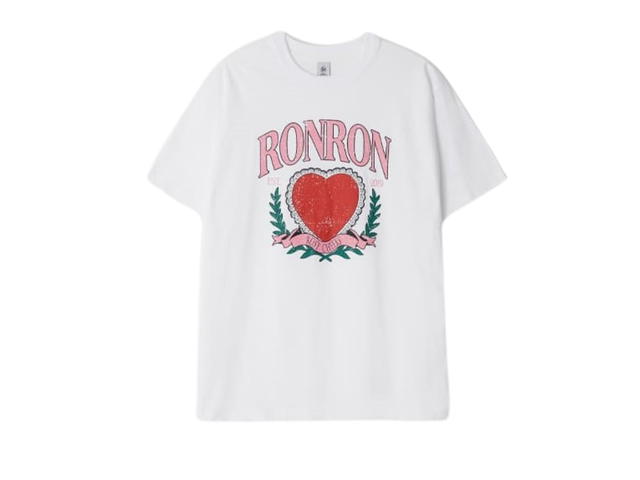 Ronron Ronron Heart Laurel Over Fit T-Shirt White - view 1