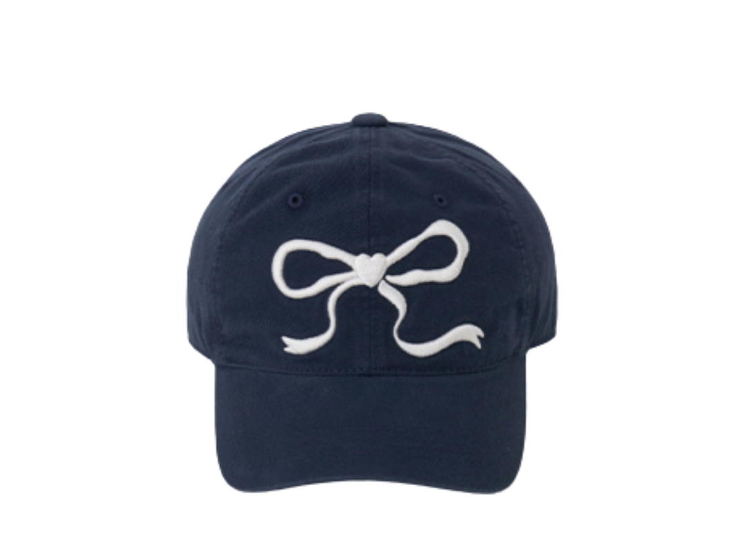 Ronron Ronron Heart Ribbon Ball Cap Navy Ivory