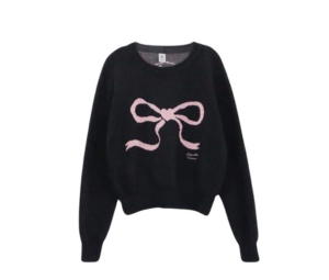Buy Ronron Heart Ribbon Jacquard Knit Charcoal at Sasom – Authentic and Ready to Ship
