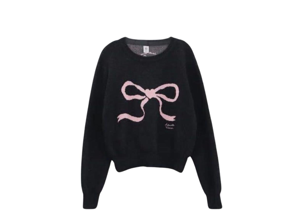 Ronron Ronron Heart Ribbon Jacquard Knit Charcoal