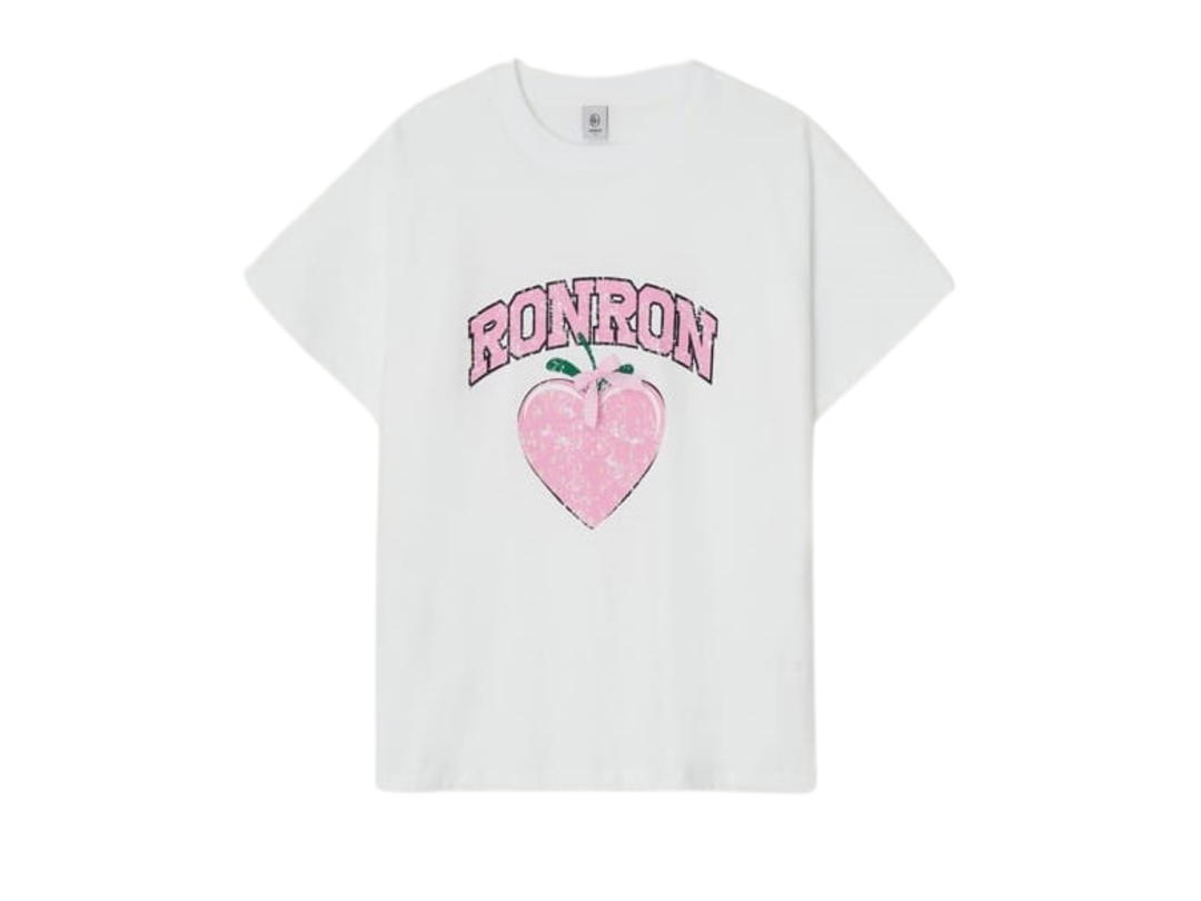 Ronron Ronron Strawberry Ribbon Basic Fit T-Shirt White Pink