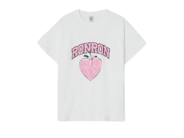 Ronron Ronron Strawberry Ribbon Basic Fit T-Shirt White Pink - view 1