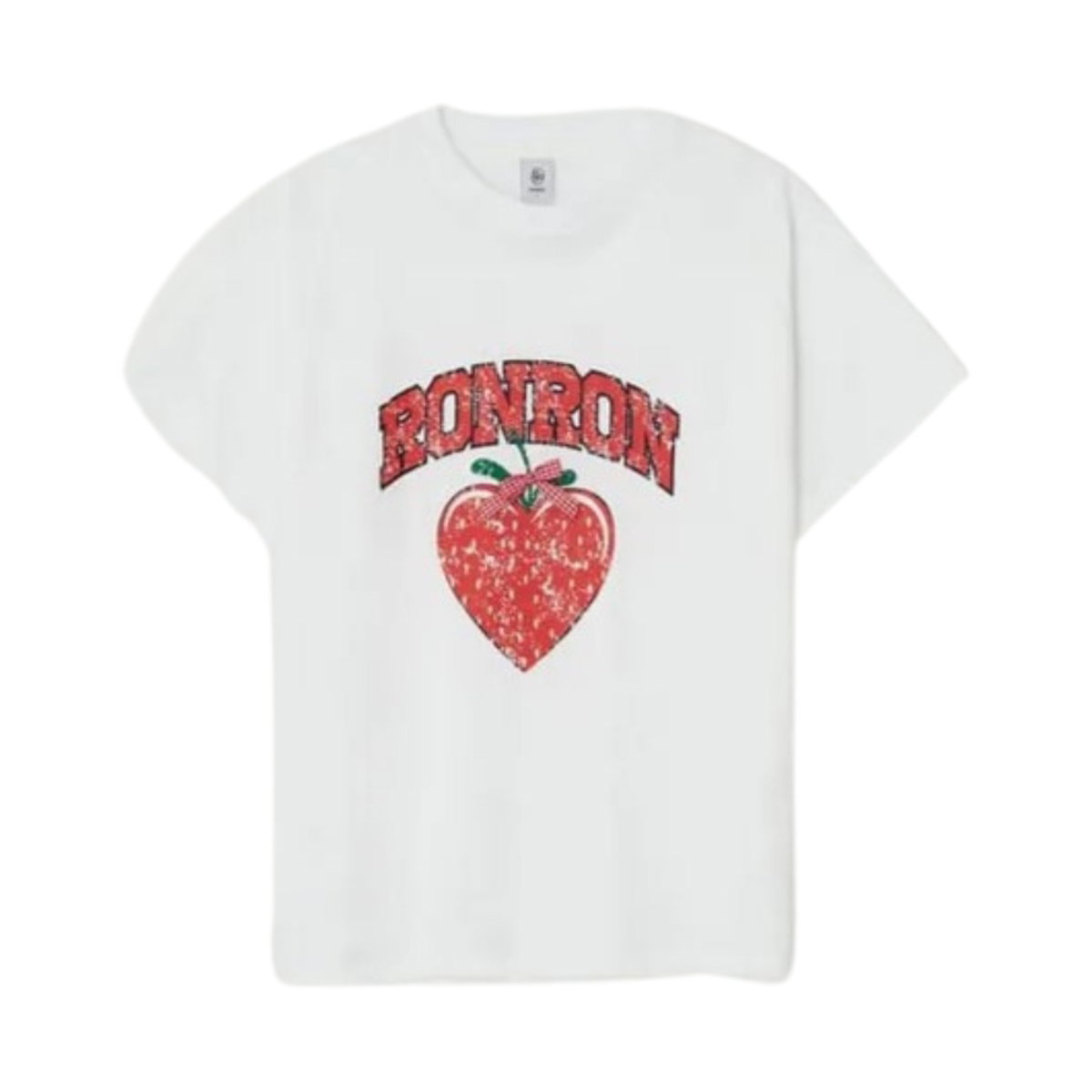 Ronron Strawberry Ribbon Basic Fit T-Shirt White Red
