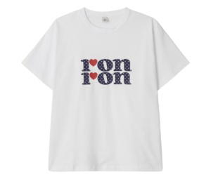 Buy Ronron Pattern Logo Basic Fit T Shirt White Navy (Women's) at Sasom – Authentic and Ready to Ship