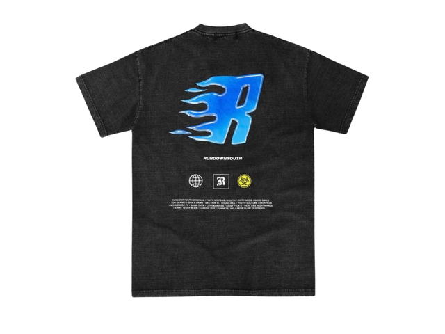 RUNDOWNYOUTH RUNDOWNYOUTH Letter R Blue Fire Logo T-Shirt 044 - view 2