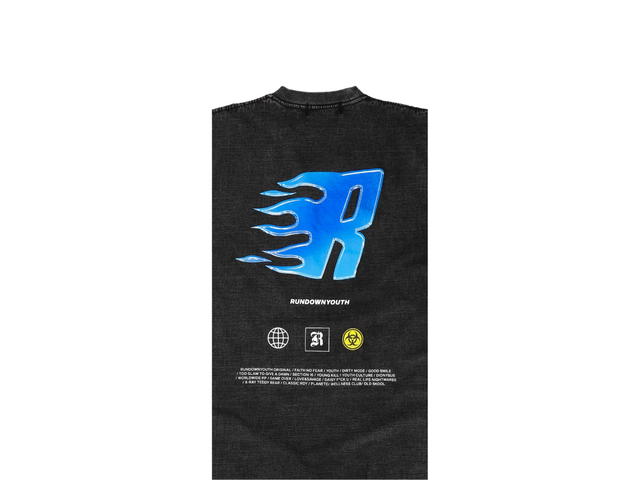 RUNDOWNYOUTH RUNDOWNYOUTH Letter R Blue Fire Logo T-Shirt 044 - view 3