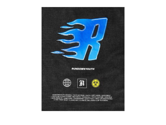 RUNDOWNYOUTH RUNDOWNYOUTH Letter R Blue Fire Logo T-Shirt 044 - view 5
