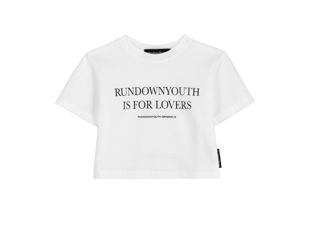 RUNDOWNYOUTH RUNDOWNYOUTH Lovers Crop Tee Off White