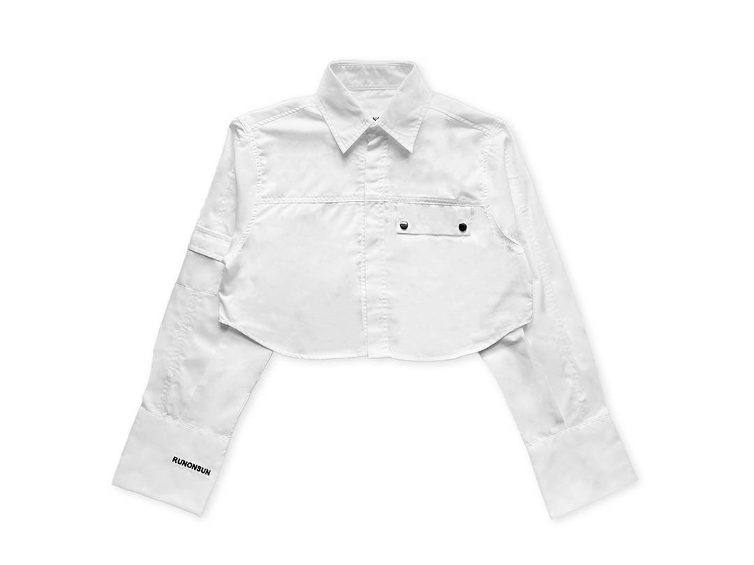 RUNONSUN RUNONSUN CROP SHIRT “RUNONSUN LOGO ” (WH)