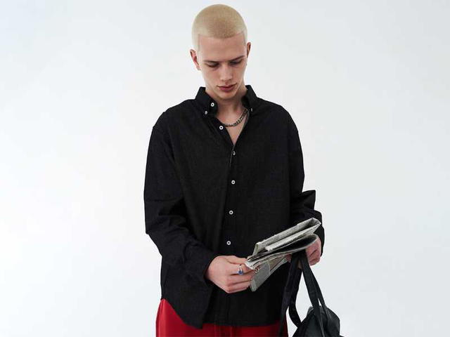 RUNONSUN RUNONSUN LONG-SLEEVED SHIRT IN DENIM (BL) - view 5